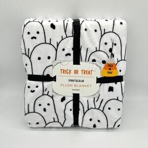 Trick Or Treat Spooktacular Stacked Ghosts QUEEN Size Blanket Halloween NEW